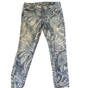 American Eagle Super Stretch Paisley Print Jegging Size 8 Regular Blue & Beige D